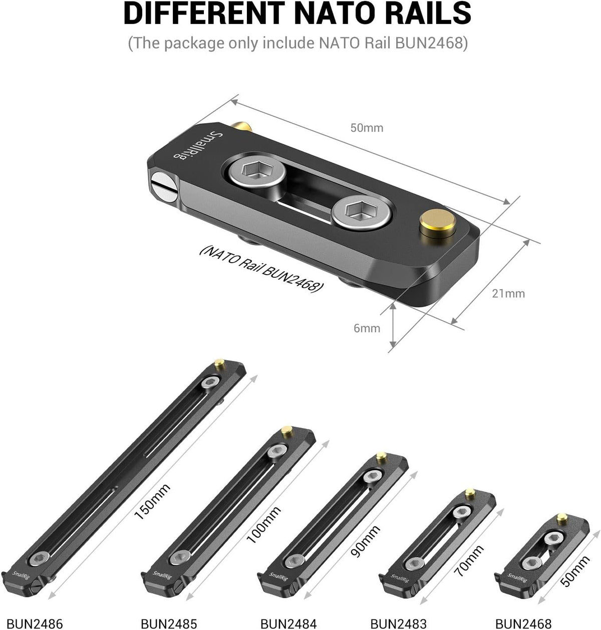 Universal Low-Profile Quick Release NATO Rail 50mm with 1/4'' Screws D768867