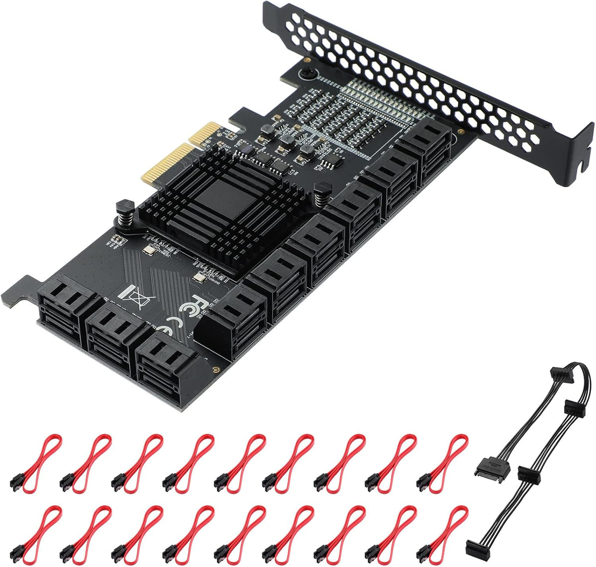 PCIe SATA Card 8 Port with 8 SATA Cables and Low Profile Bracket, Pack of 2 H752