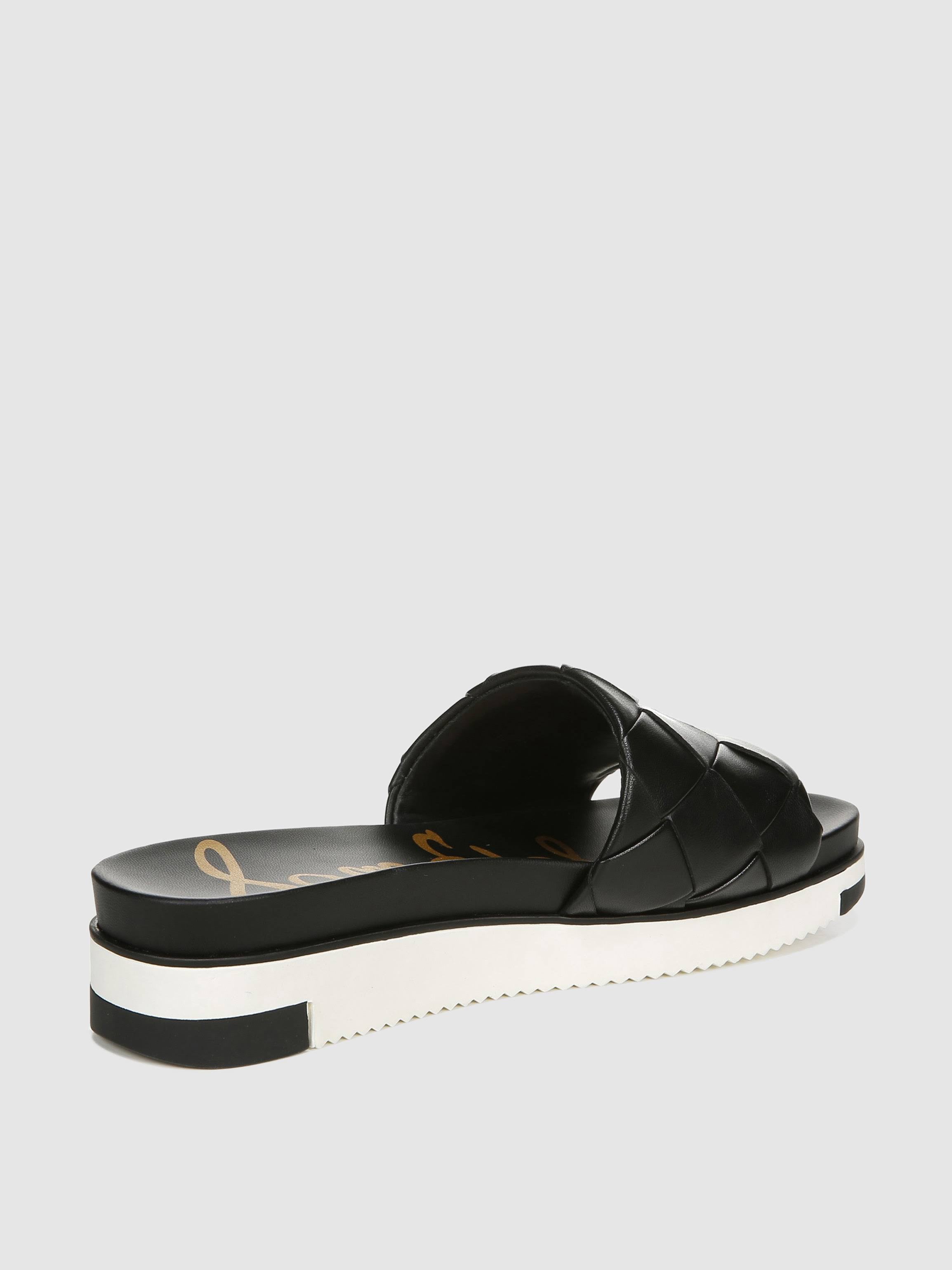 Black Woven Leather Slide V60171