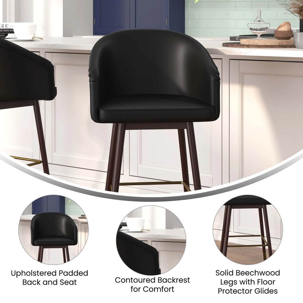 Black Faux Leather Counter Height Stool N17744