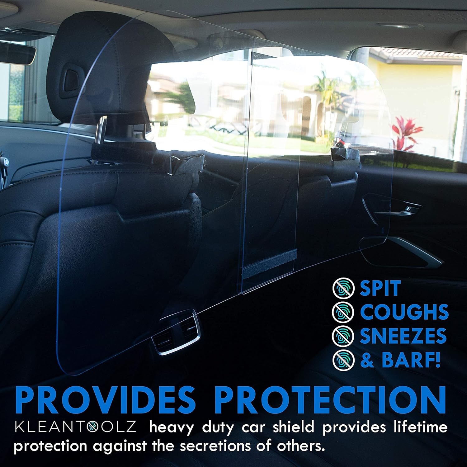 Adjustable Plexiglass Car Sneeze Guard Barrier with Microfiber Cloth V216