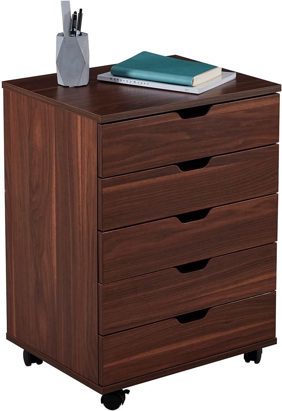 Black 5 Drawer File Cabinet with Casters V156598