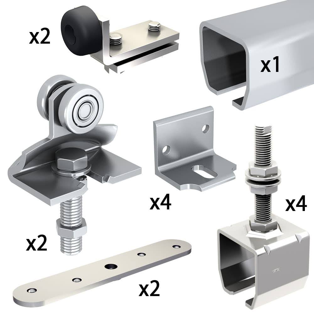 Sliding Door Hardware Kit, 76-Inch Galvanized Steel Track Z55077