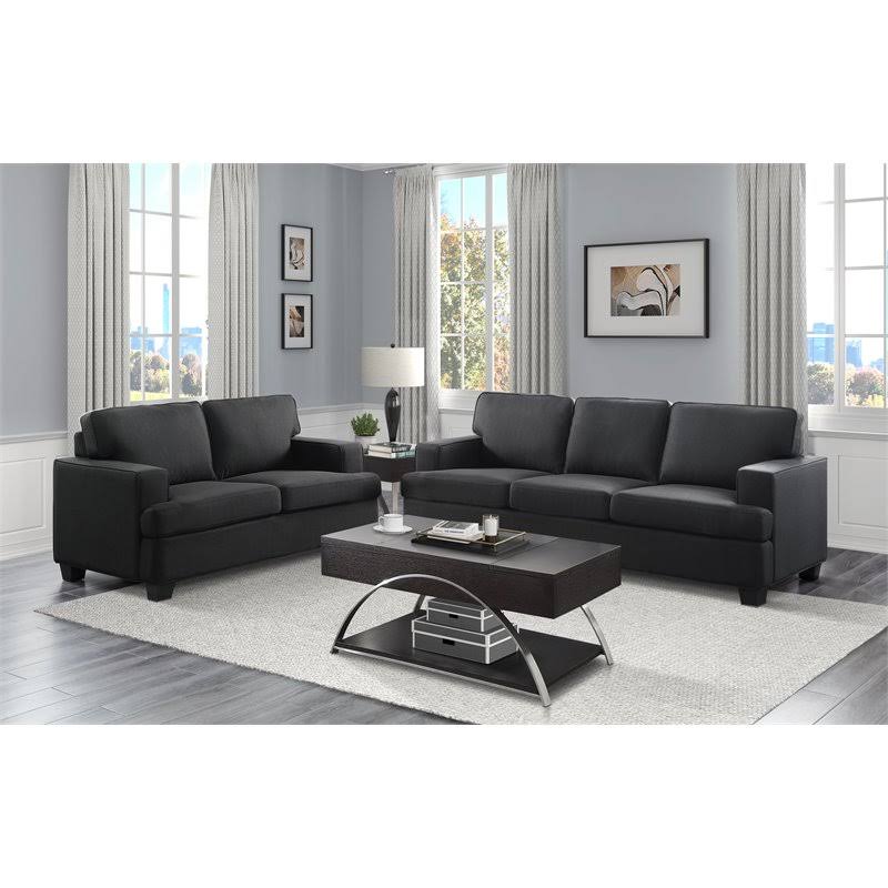 Black Textured Fabric Loveseat R93082