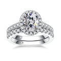 14K White Gold Plated Sterling Silver Moissanite Engagement Ring Bridal Set R5234