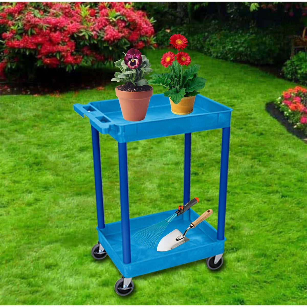 Blue 2 Shelf Tub Cart Q100372