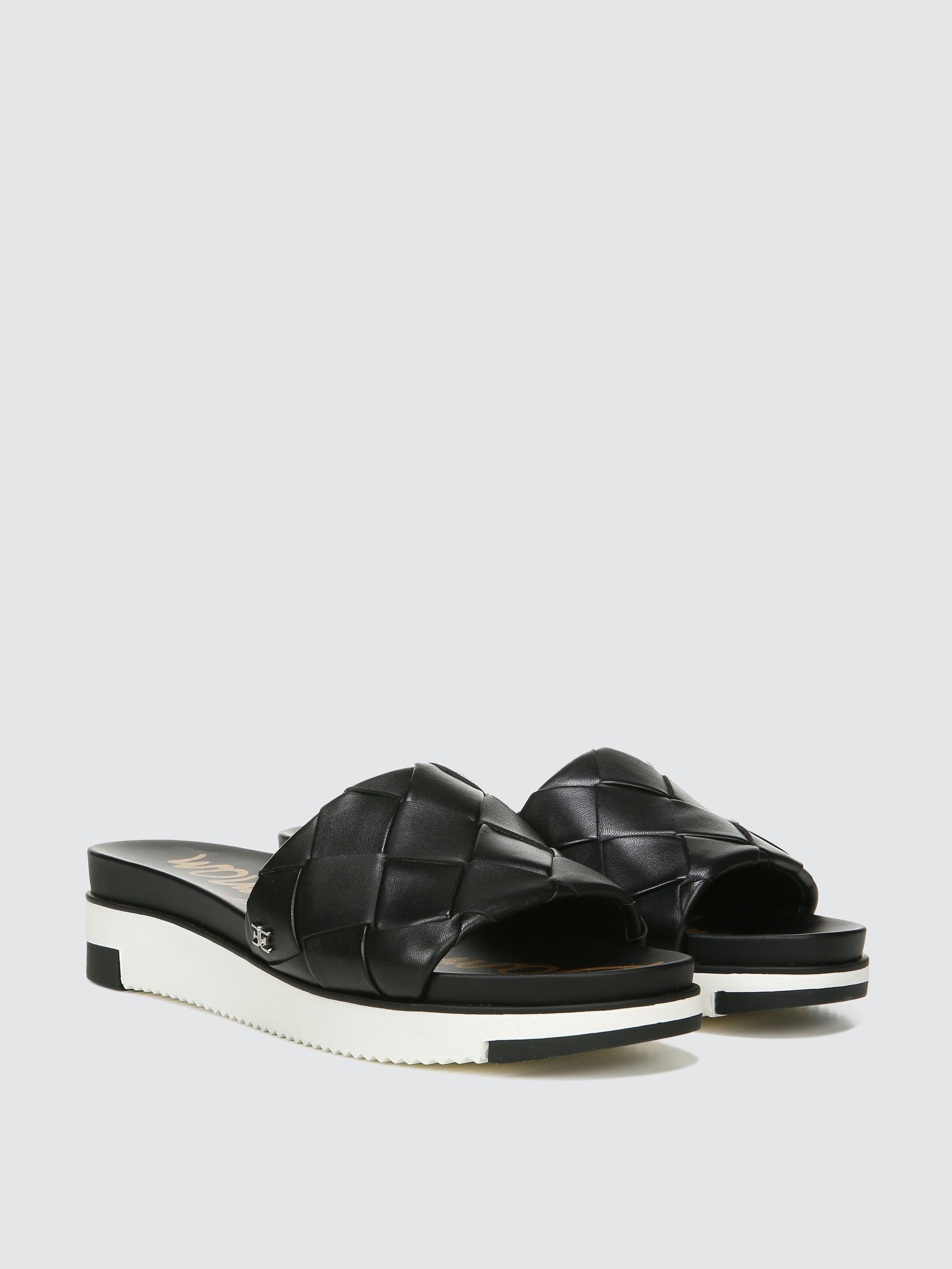 Black Woven Leather Slide V60171