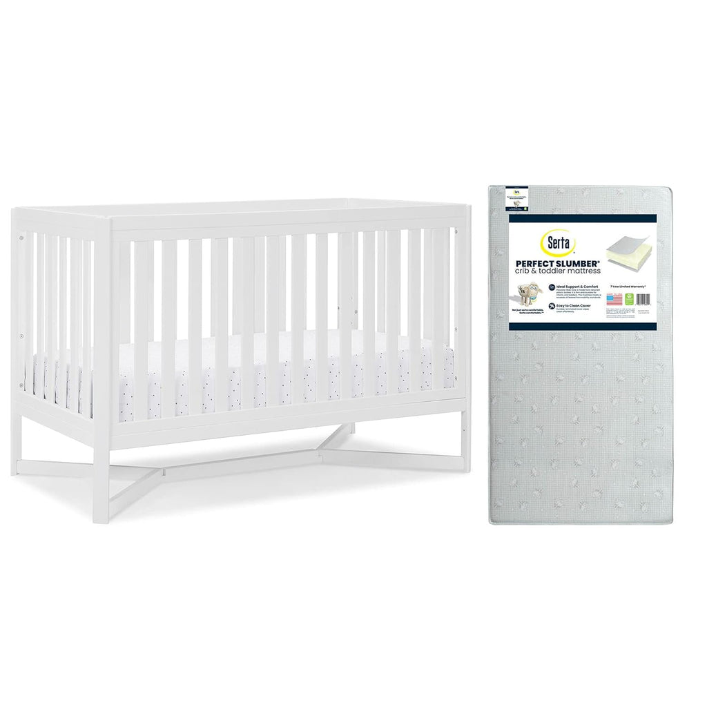 4-in-1 Convertible Crib with Crib & Toddler Mattress, Waterproof, Midnight Grey A1602