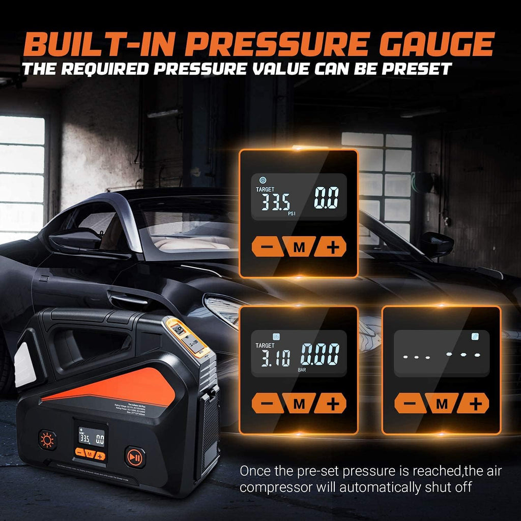 Tire Inflator Portable Air Compressor with Pressure Gauge, Pack of 2 V8411