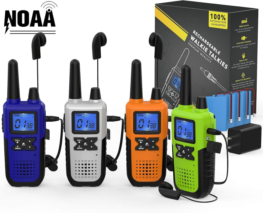 3 Pack Long Range 2 Way Radios with Earpiece and Mic Set USB Charger Battery Weather Alert N5927