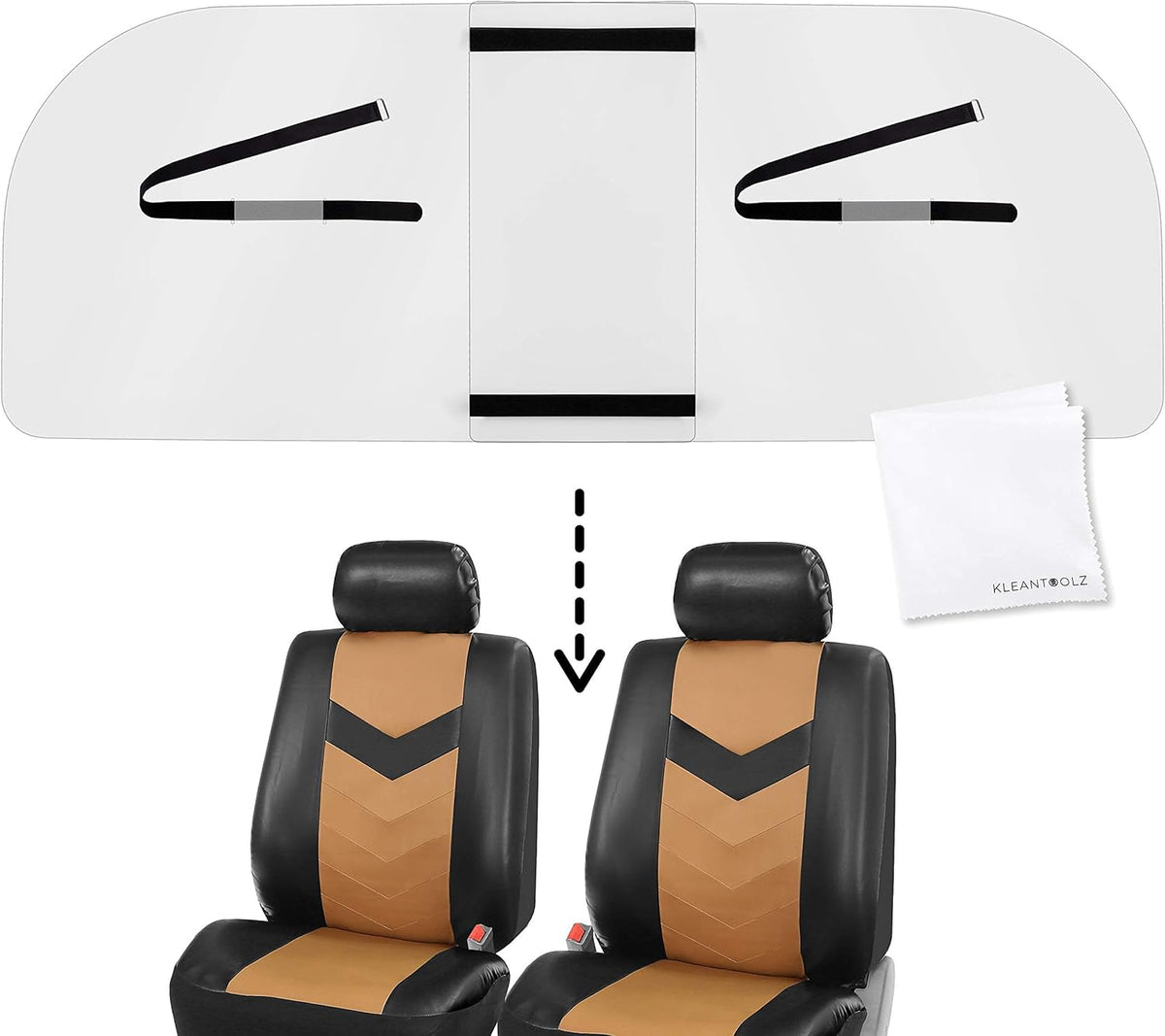 Adjustable Plexiglass Car Sneeze Guard Barrier with Microfiber Cloth V216
