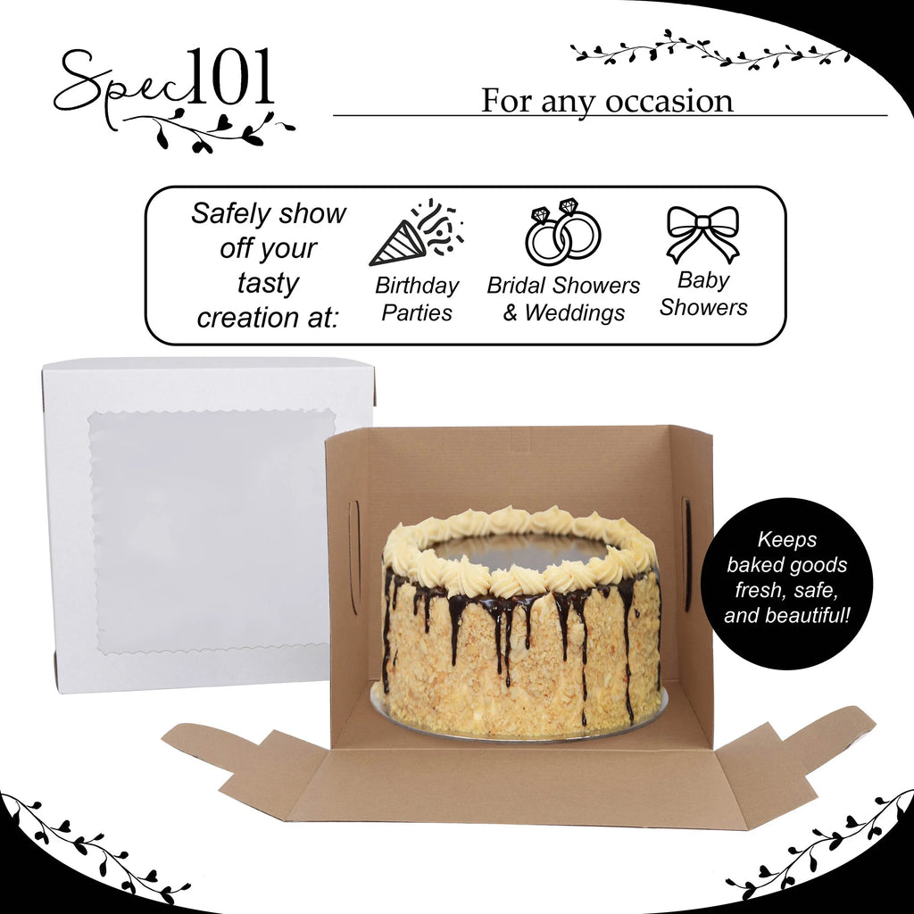 12 x 12 x 10 Inch 60pk Cake Boxes with Window P5399