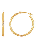 14K Yellow Gold Diamond Cut Tube Hoop Earrings Y7432