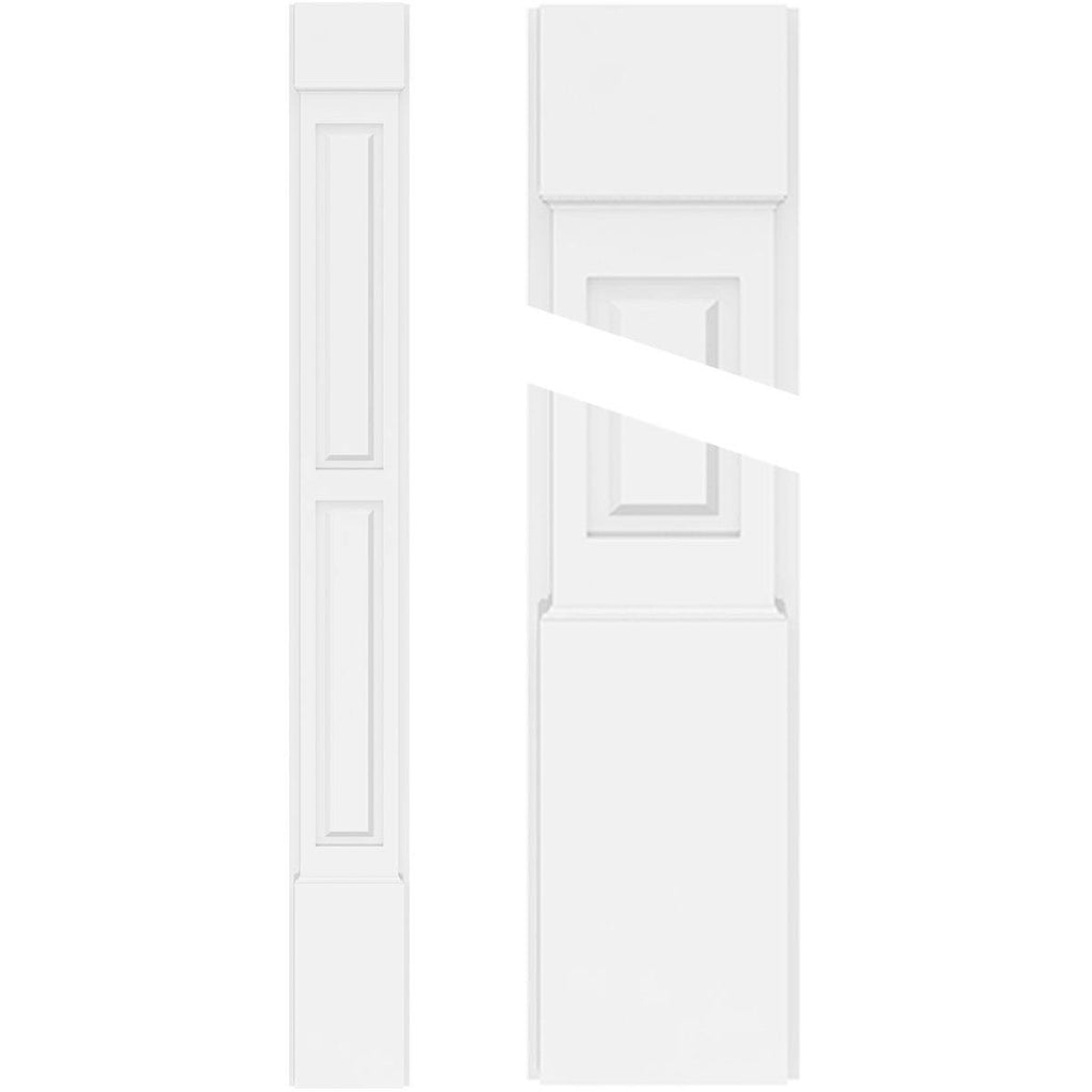 Two Equal Raised Panel PVC Pilaster with Capital and Base (Pair) E816892