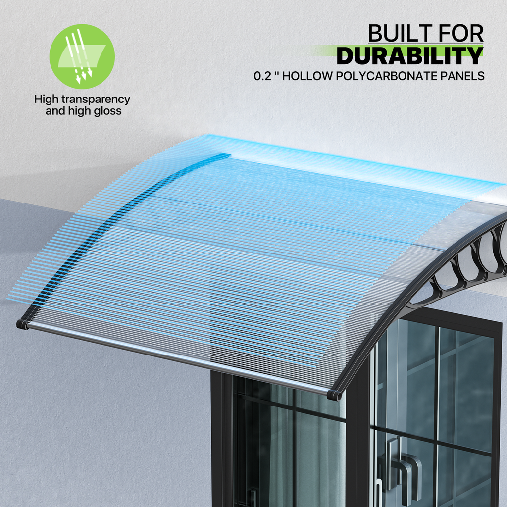Black Polycarbonate Window Awning and Door Canopy Y242