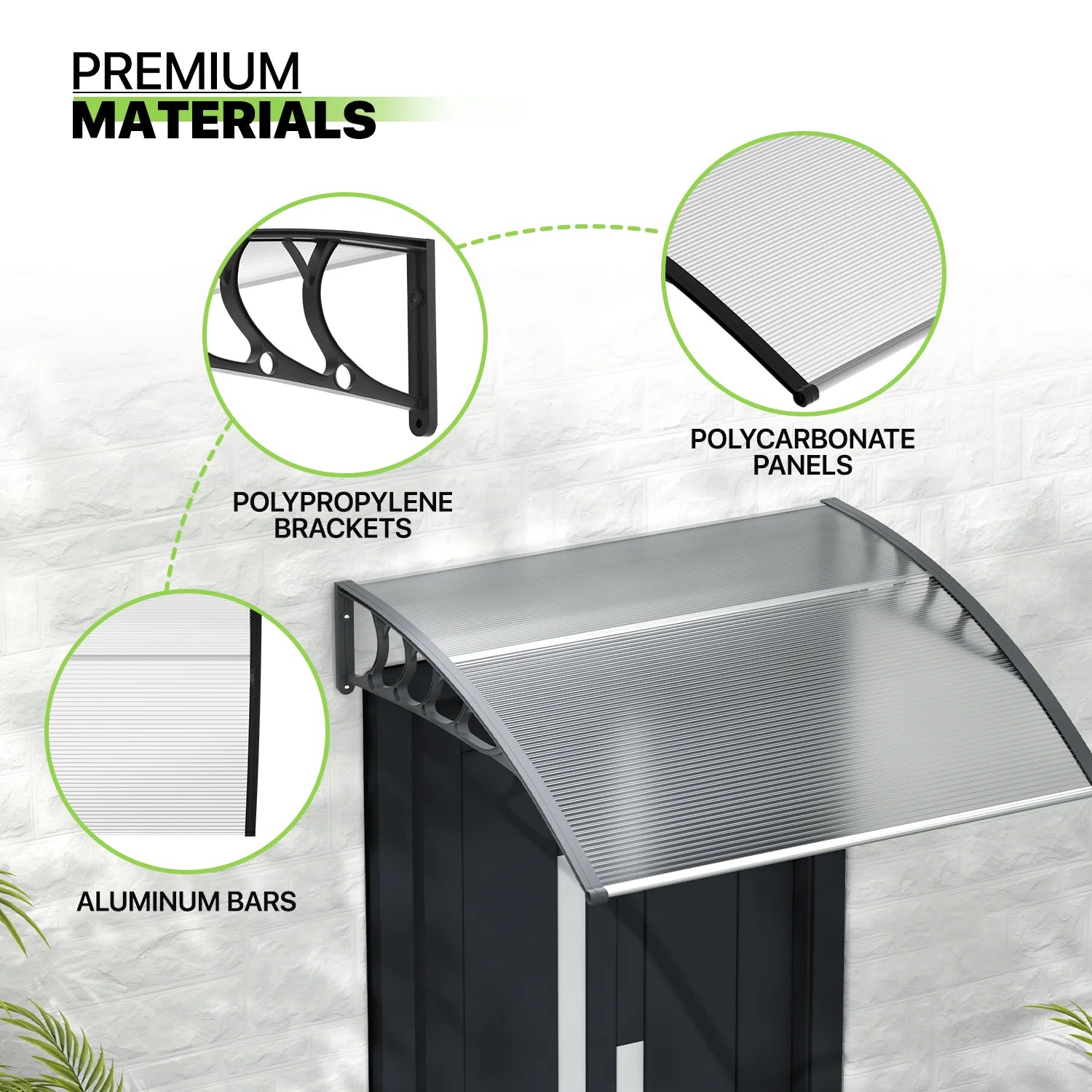 Black Polycarbonate Window Awning and Door Canopy Y242