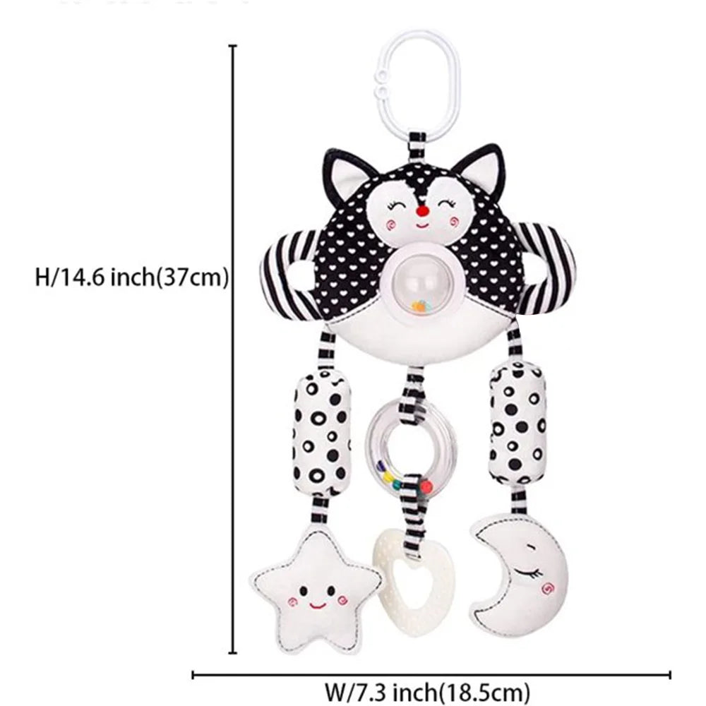 Black and White High Contrast Soft Plush Baby Rattle Toy (Fox) M2951