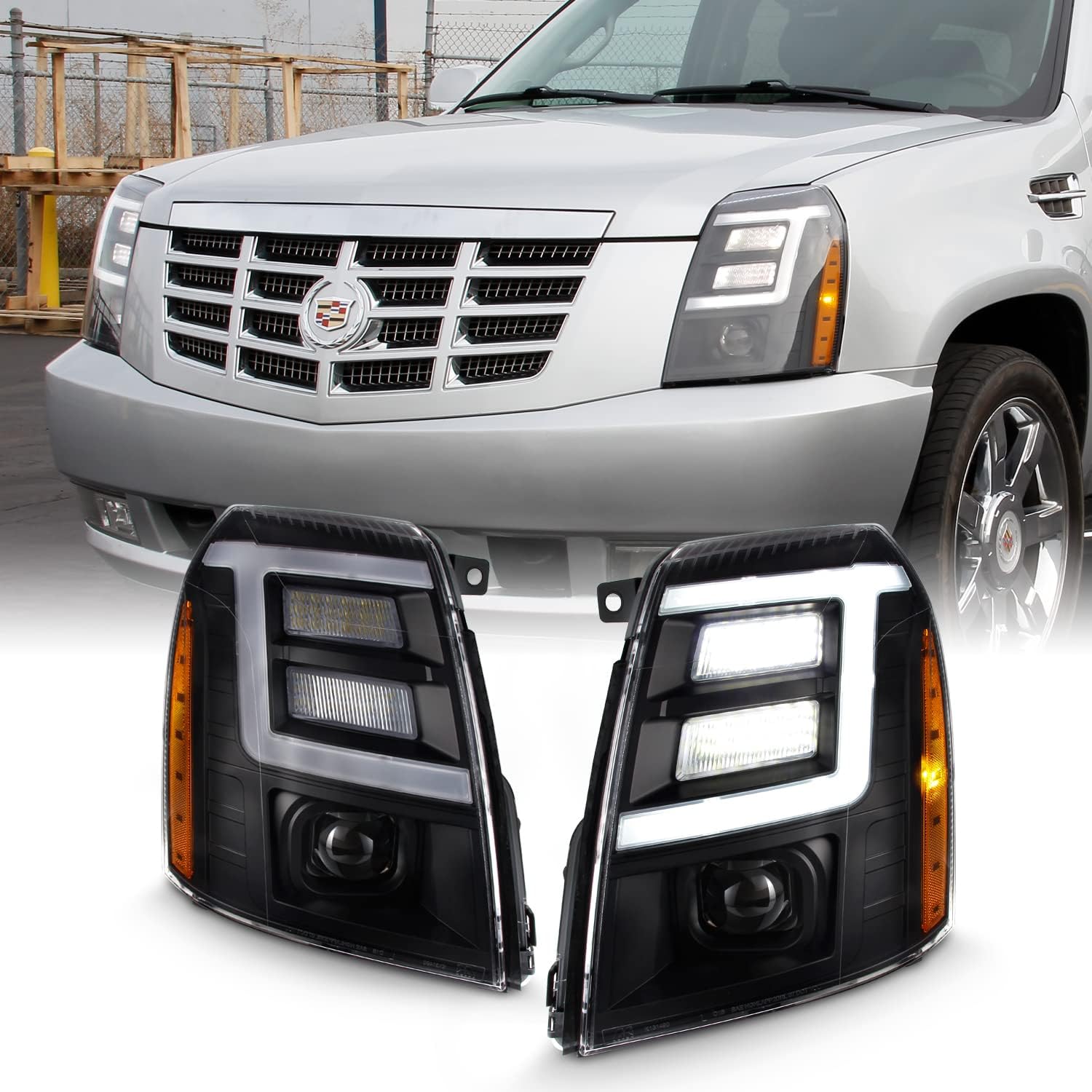 Black Smoked LED Projector Headlight C720