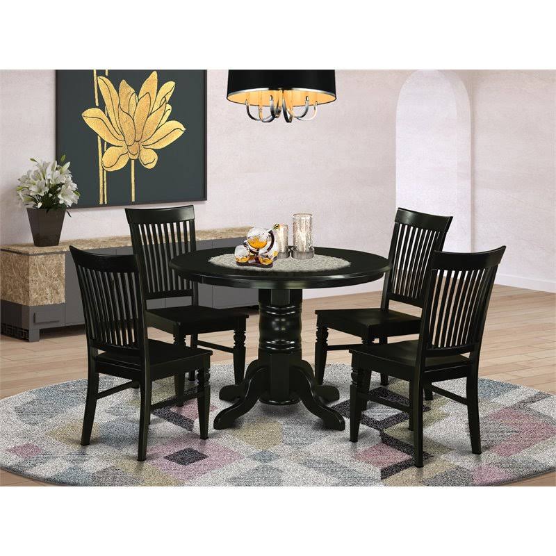 5-Piece Wood Table and Dinette Chair Set in Black B470