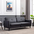 Black PU Leather Convertible Folding Sleeper Sofa Bed with Storage Box K279566