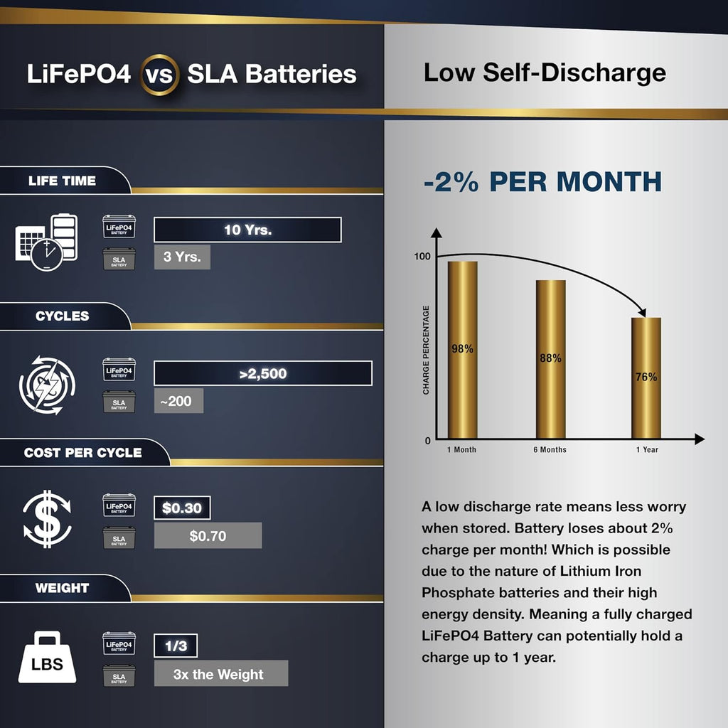 12V 100Ah PRO Lithium LiFePO4 Deep Cycle Rechargeable Battery with Built-in BMS W346973