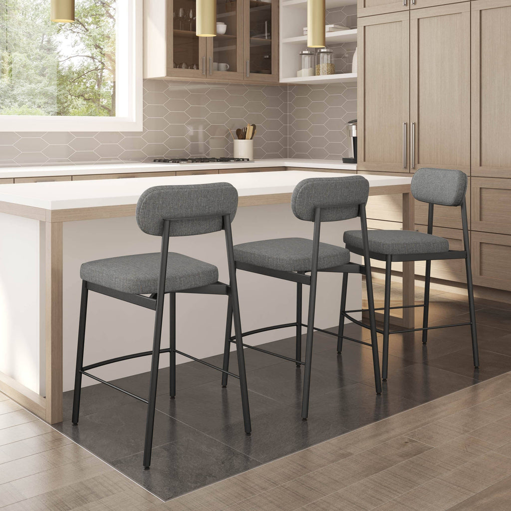 Pale Gray Polyester and Metal Bar Stool K739