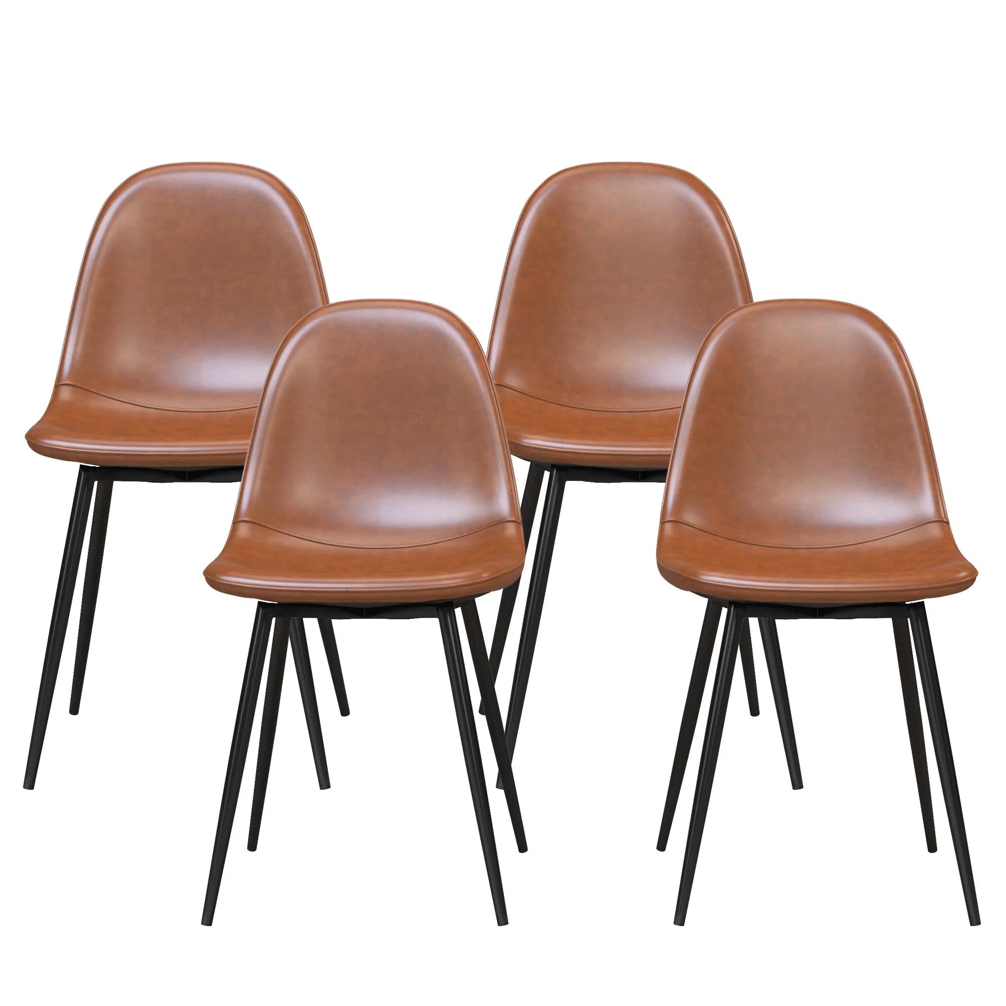 Camel Faux Leather Upholstered Dining Chair, Set of 4 R409810