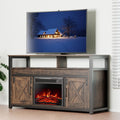 Industrial Rustic Electric Fireplace TV Stand with Open Storage Shelves and 2 Cabinets J68609