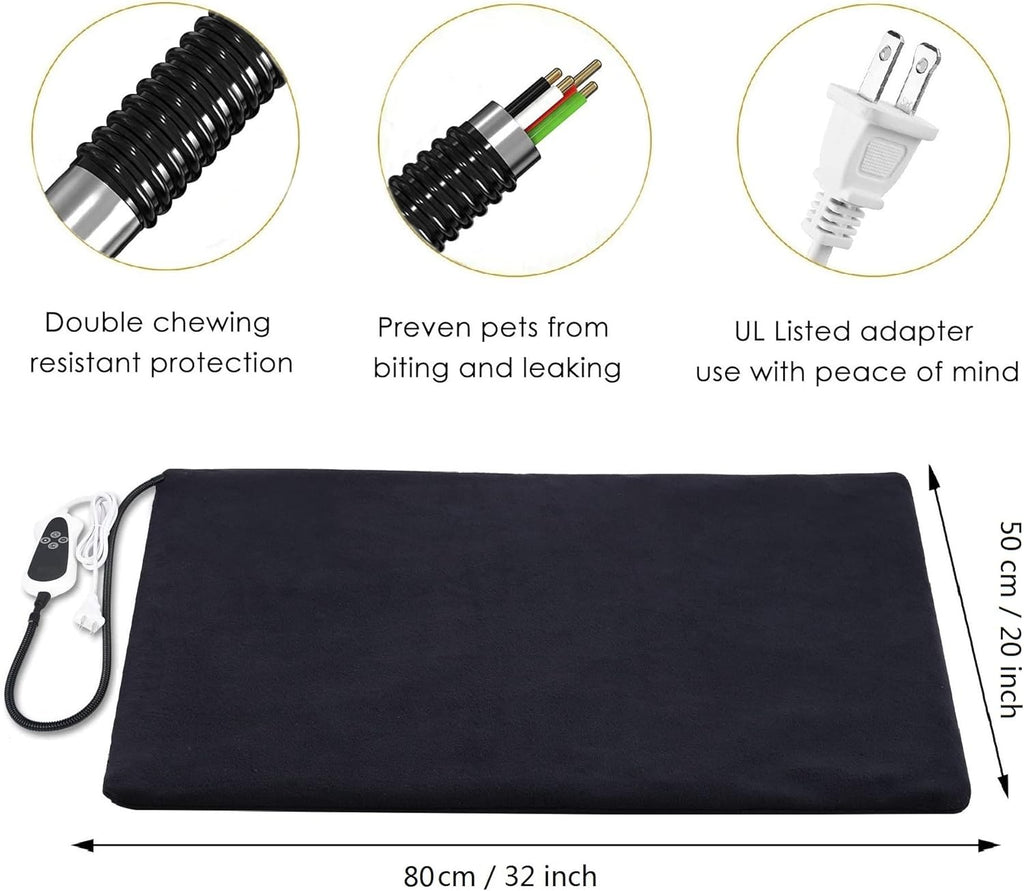 Pet Heating Pad Electric Heated Mat Waterproof Auto Power Off Pack of 2 U735