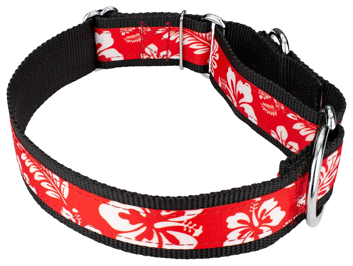 Red Hawaiian Signature Martingale Dog Collar K3610
