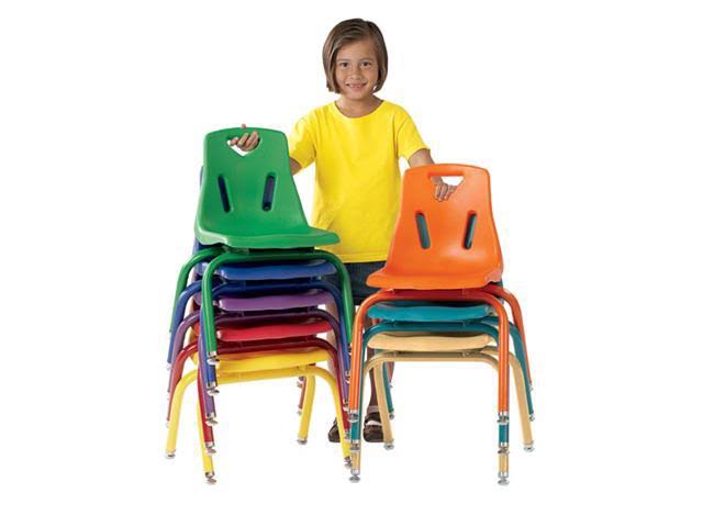 Green Stacking Chairs with Powder-Coated Legs, Set of 6 E710