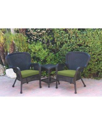 Green Resin Wicker 3 Piece Patio Conversation Set Q252105