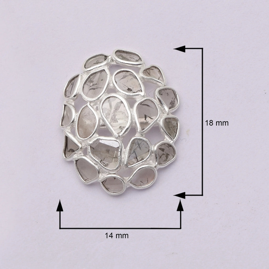 1.50 CTW Natural Diamond Polki Cluster Studs 925 Sterling Silver Earrings V2921