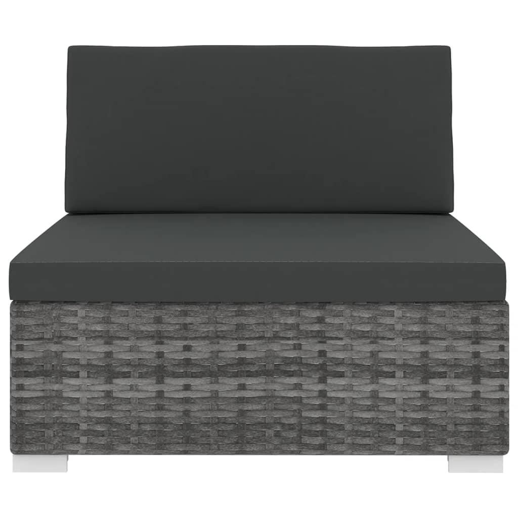 Gray Poly Rattan Sectional Middle Seat with Cushions D478853
