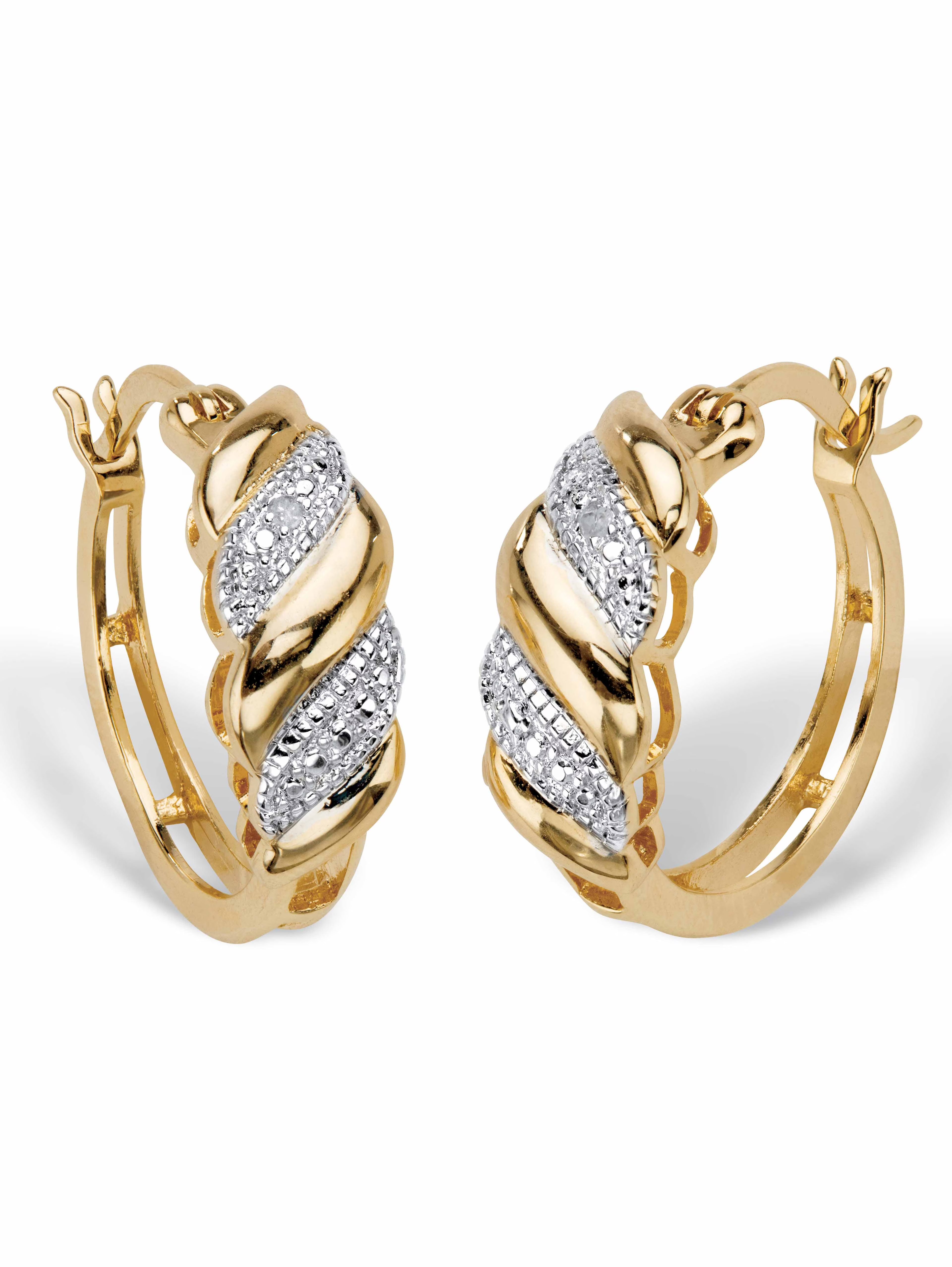 Diamond Accent S-Link Hoop Earrings Gold-Plated 3/4" N5342