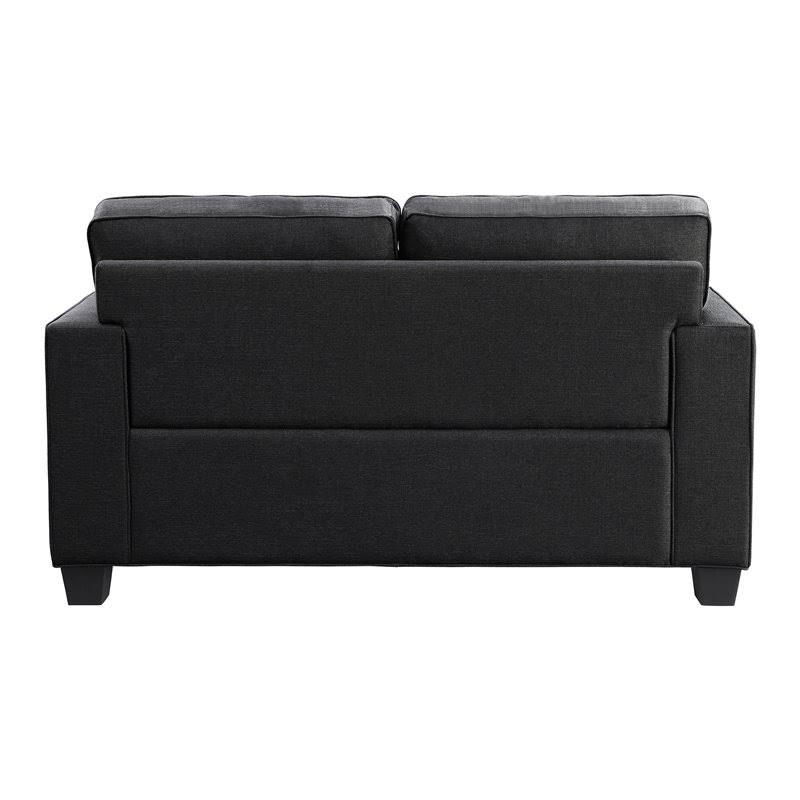 Black Textured Fabric Loveseat R93082