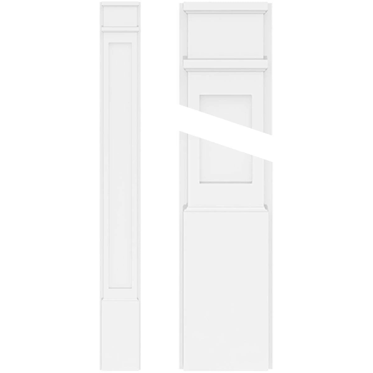 9x22W x 60x22H x 2x22P Flat Panel PVC Pilaster with Decorative Capital & Base (Pair) X37497