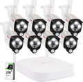 8CH 5MP NVR with 2TB HDD and 8PCS 3MP Outdoor Bullet Cameras with PIR Sensor, Floodlight, White H78466