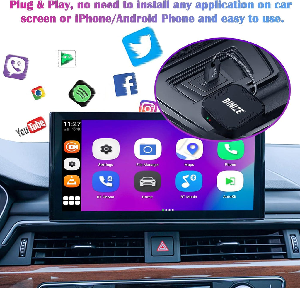Wireless CarPlay Android AUTO Multimedia Video Box 4G Cellular, 4GB+64GB, 8 Core, Android 9.0 System, Built-in Navigation, Support SIM & TF Card Bluetooth, OEM Wired CarPlay Q397914