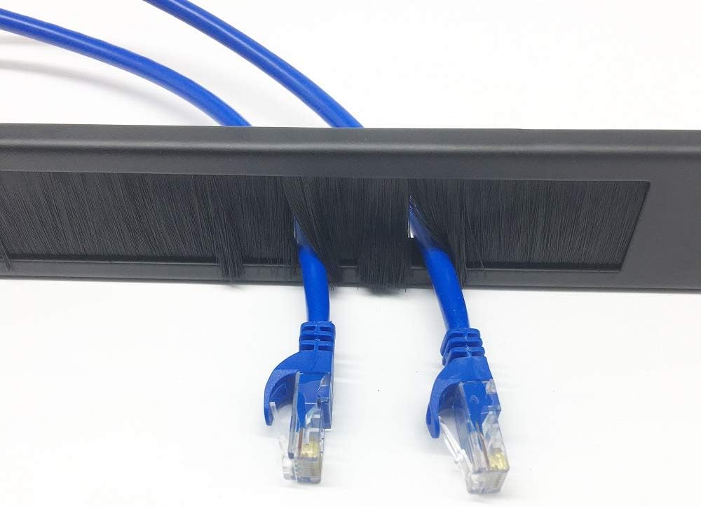 5 Pack 1U Brush Cable Manager Horizontal Rack Mount Cable Management Strip Panel for 19 Inch Server Rack Y68764