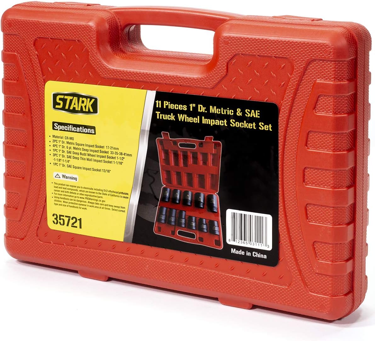 11-piece Impact Socket Set 1-inch Drive Metric & SAE Cr-Mo Steel 6-Point with Carrying Case N70161