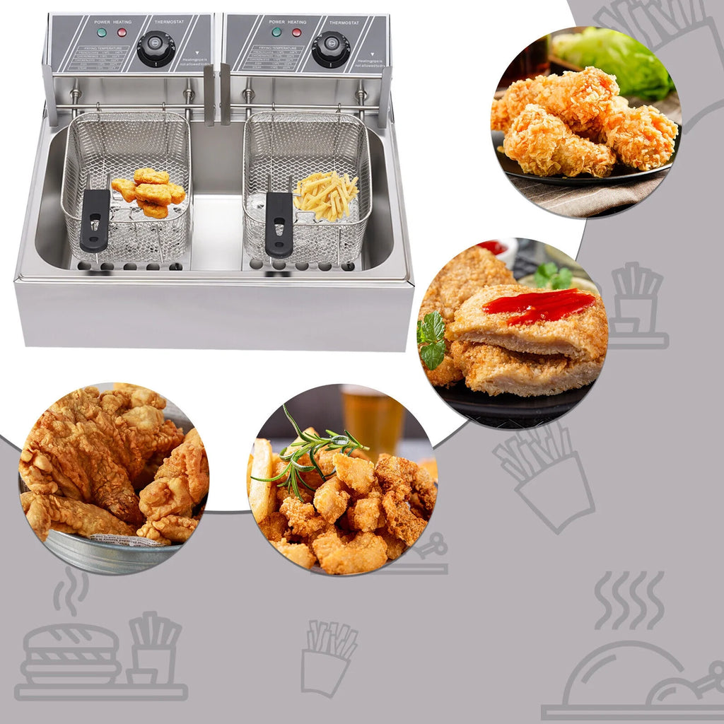 12L 5000W Commercial Electric Countertop Deep Fryer W143