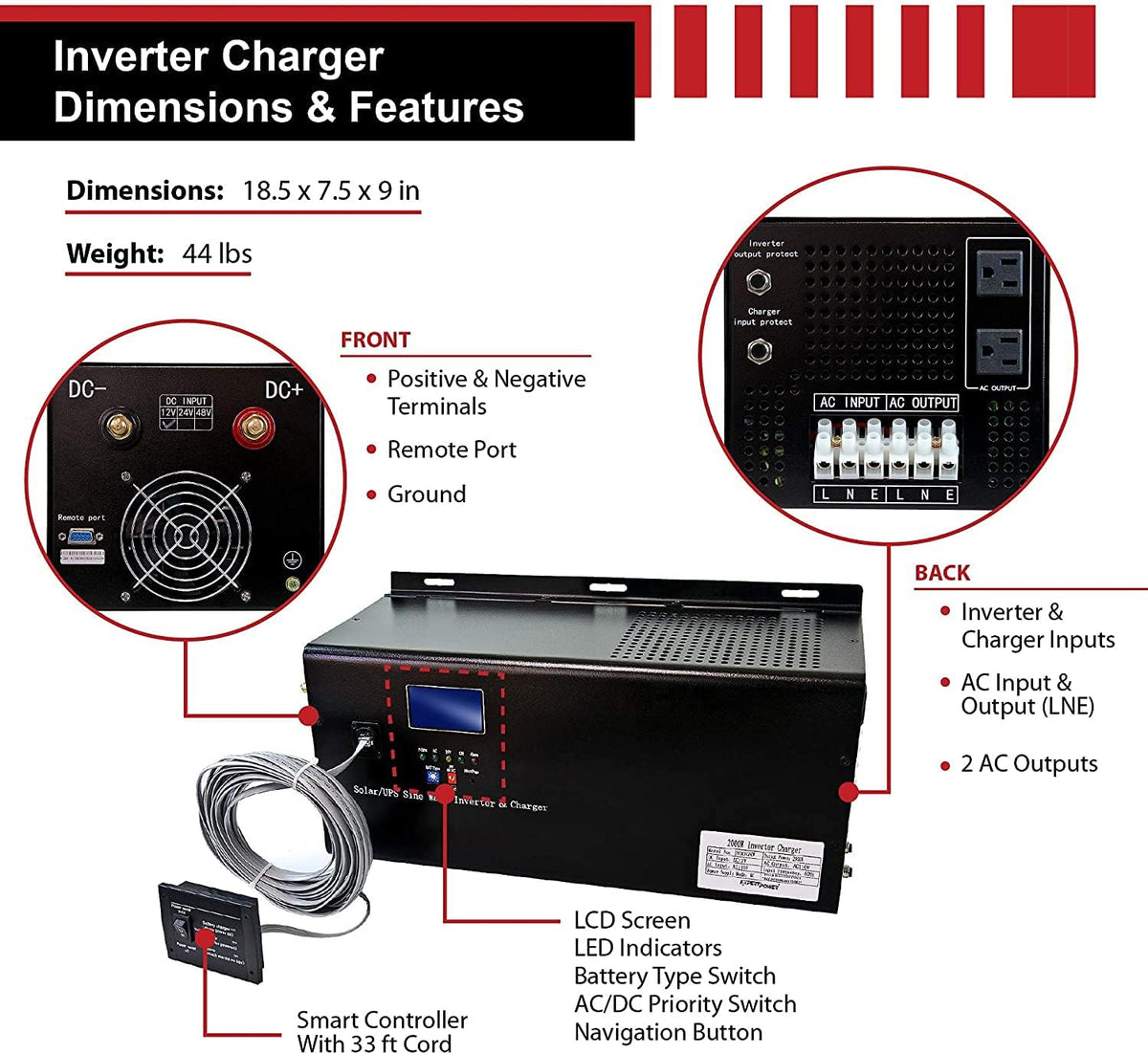 1.3KWH 12V Solar Power System Kit with 300W Mono Solar Panels, 30A MPPT Charge Controller, 2KW Pure Sine Wave Inverter I471716
