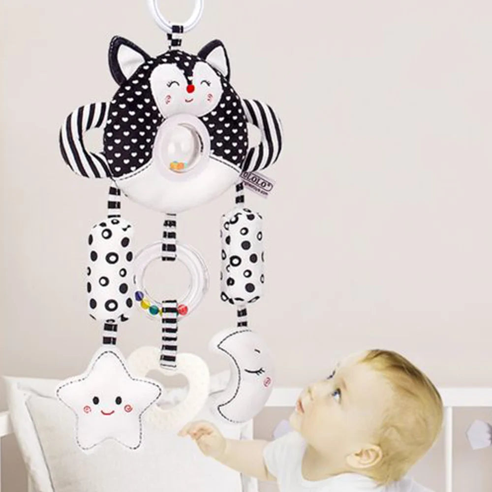 Black and White High Contrast Soft Plush Baby Rattle Toy (Fox) M2951