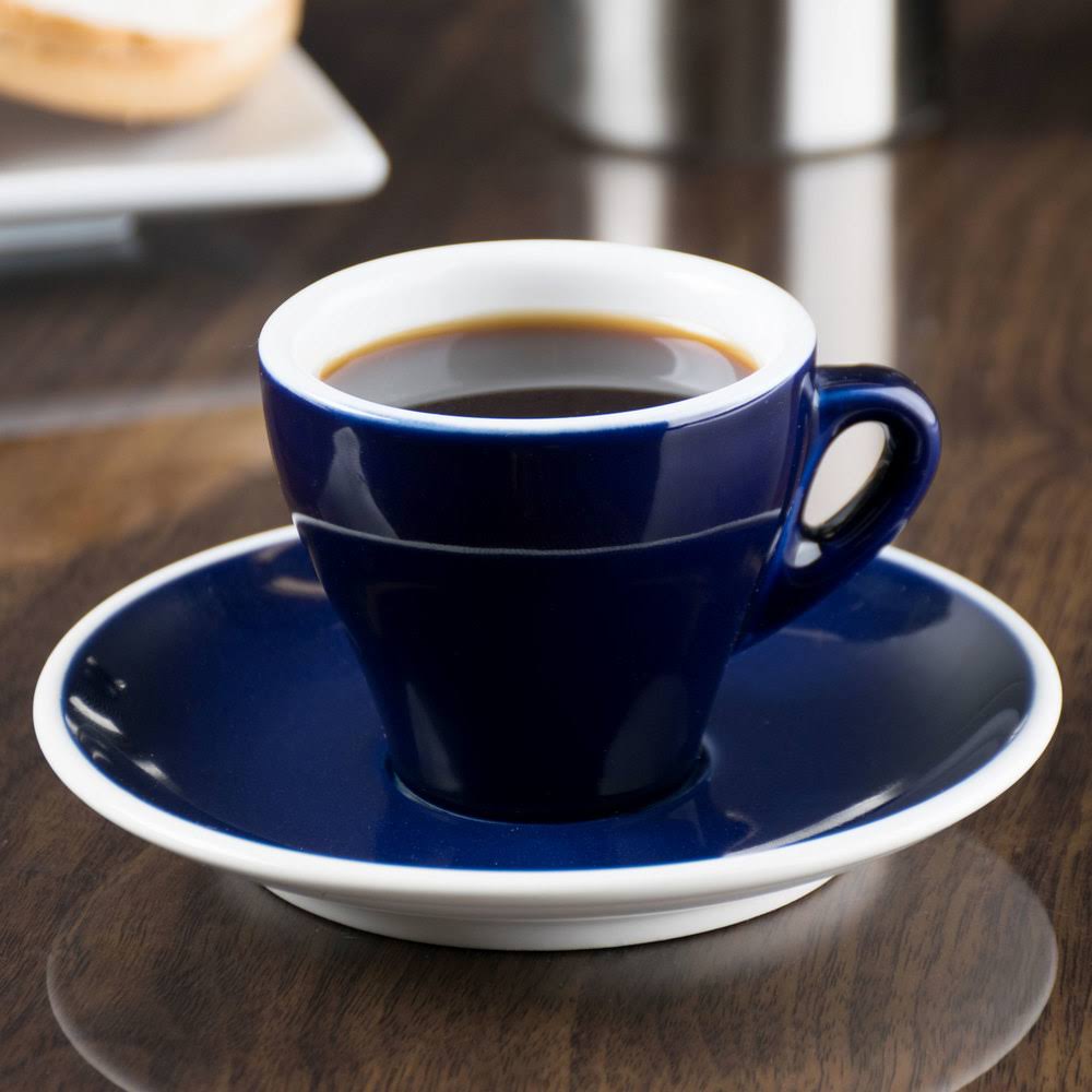 3.5 oz Blue Espresso Cup with Saucer - 48/Case U256