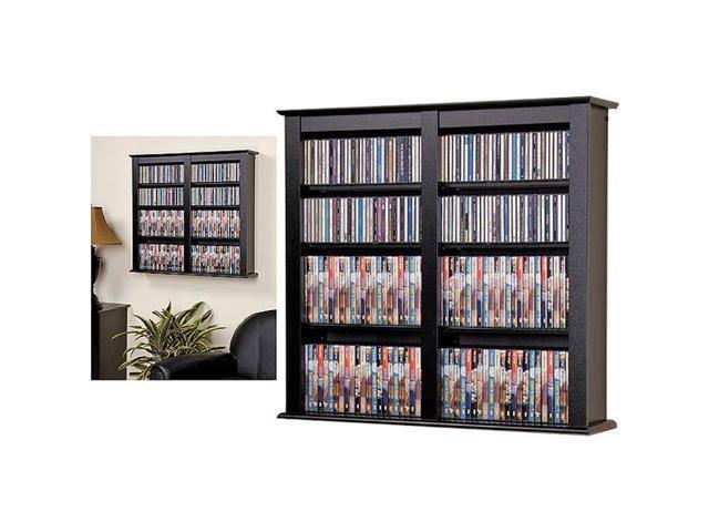 Black Double Floating Media Wall Storage Shelf K731971