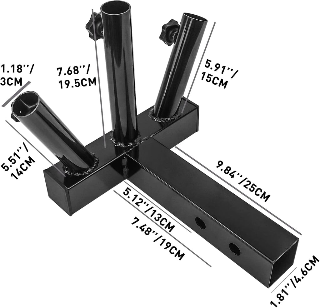 Hitch Mount 3 Flagpole Holder for 2 Inch Trailer Receiver P5079