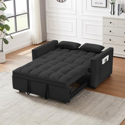 Pink Fabric Convertible Sleeper Sofa Bed with Toss Pillows F762107