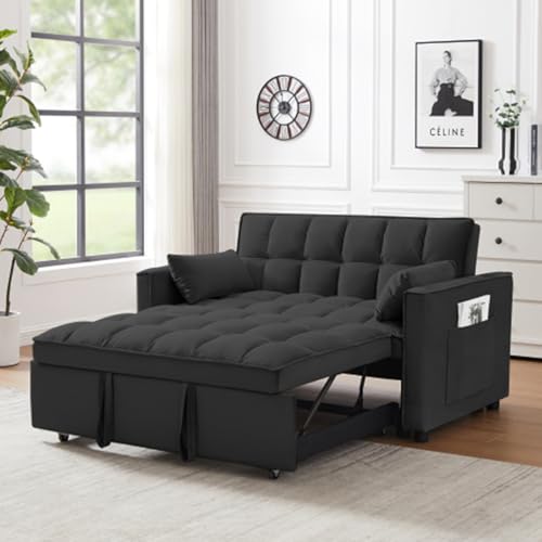 Pink Fabric Convertible Sleeper Sofa Bed with Toss Pillows F762107