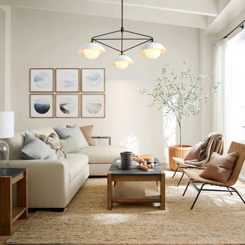 3-Light Dimmable Glass Dome Chandelier V34792
